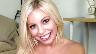 Cute blonde girl shows us how much she...