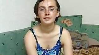 Ugly college girl with saggy tits in casting (german)